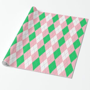 Smaragdgrün Pink Dunkelgrau Weiß XL Argyle Geschenkpapier