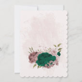 smaragdgrün rosa Blume Sitzkarte Einladung (Rückseite)