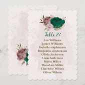 smaragdgrün rosa Blume Sitzkarte Einladung (Vorne/Hinten)