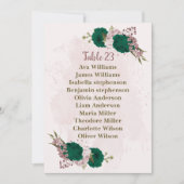 smaragdgrün rosa Blume Sitzkarte Einladung (Vorderseite)