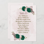 smaragdgrün rosa Blume Sitzkarte Einladung (Vorne/Hinten)