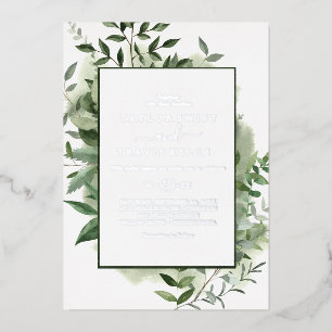 Smaragdgrün   Silberfolie All-In-One Hochzeit Folieneinladung