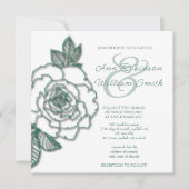 Smaragdgrün Silver Elegante Hochzeit Einladung (Vorderseite)