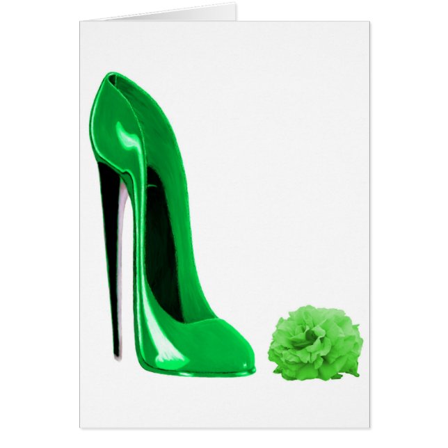 Smaragdgrün-Stilett-Schuh und Rose (Vorne)