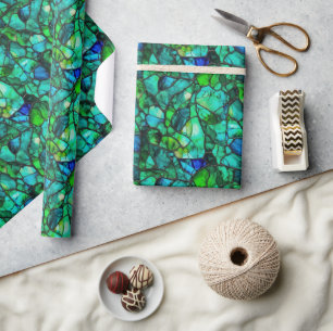 Smaragdgrün Türkis Seeglas-Mosaik-Abstraktes Muste Geschenkpapier