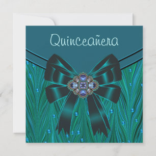 Smaragdgrün Türkisblaue Quinceanera Einladung
