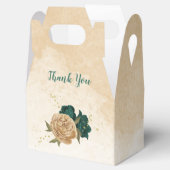 Smaragdgrün und beige goldene Blume Hochzeit Geschenkschachtel (Geöffnet)