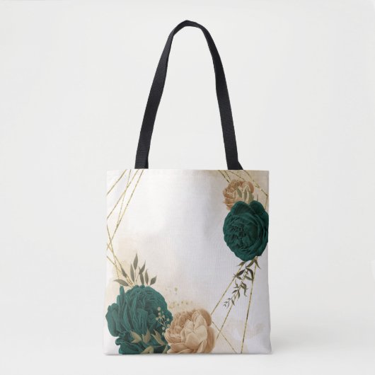 Smaragdgrün und beige goldene Blume Tasche (Vorderseite)