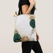 Smaragdgrün und beige goldene Blume Tasche (Von Nahem)