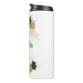 Smaragdgrün und beige goldene Blume Thermosbecher (Nach rechts gedreht)