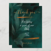 smaragdgrün und Blätter danke Einladung (Vorne/Hinten)