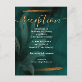 Smaragdgrün und Blätter Empfang-Karte Ankündigungspostkarte