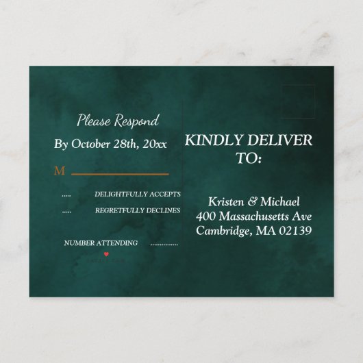 smaragdgrün und Blätter UAWG uAwg Postcard Einladungspostkarte (Rückseite)