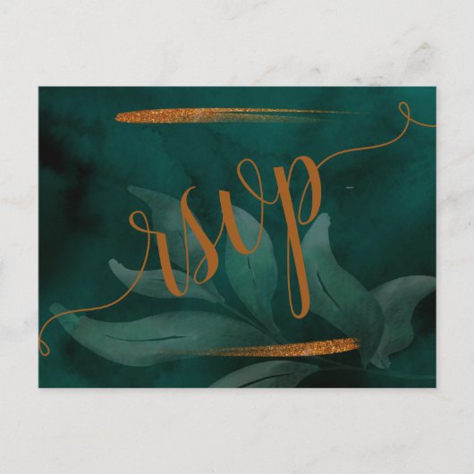 smaragdgrün und Blätter UAWG uAwg Postcard Einladungspostkarte (Vorderseite)