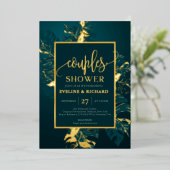 Smaragdgrün und echte Goldfolie-Paare duschen Folieneinladung (Stehend vorne)