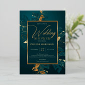 Smaragdgrün und echter Goldfolie Polterabend Folieneinladung (Stehend vorne)