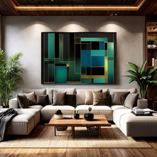 Smaragdgrün und Gold Abstrakte Geometrie Poster