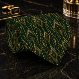 Smaragdgrün und Gold Art Deco Diamant Krawatte