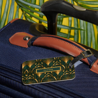 Smaragdgrün und Gold Gatsby Art Deco Gepäckanhänger