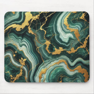 Smaragdgrün und Gold Marmor-Look Glam Mousepad