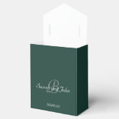 Smaragdgrün und Gold Namensmonogramm Hochzeit Geschenkschachtel (Geöffnet)