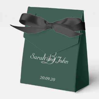 Smaragdgrün und Gold Namensmonogramm Hochzeit Geschenkschachtel
