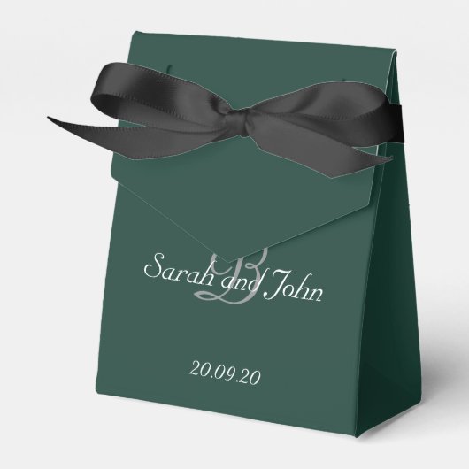 Smaragdgrün und Gold Namensmonogramm Hochzeit Geschenkschachtel (Vorderseite)