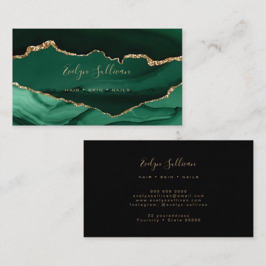 Smaragdgrün und Gold Visitenkarte (Vorne/Hinten)