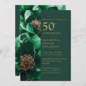 Smaragdgrün und goldene Blüte 50 Jahre alt Einladung (Vorne/Hinten)