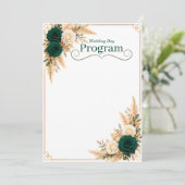 Smaragdgrün und goldene Hochzeitsprogrammvorlage Programm (Stehend Vorderseite)