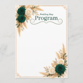 Smaragdgrün und goldene Hochzeitsprogrammvorlage Programm (Vorderseite)