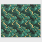 Smaragdgrün und goldfarbenes Marmorfliesen Geschenkpapier (Flach)