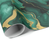 Smaragdgrün und goldfarbenes Marmorfliesen Geschenkpapier (Rolleneckpunkt)