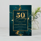 Smaragdgrün und reale Goldfolie 50. Geburtstag Folieneinladung (Stehend vorne)