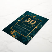 Smaragdgrün und reale Goldfolie 50. Geburtstag Folieneinladung (Gedreht)