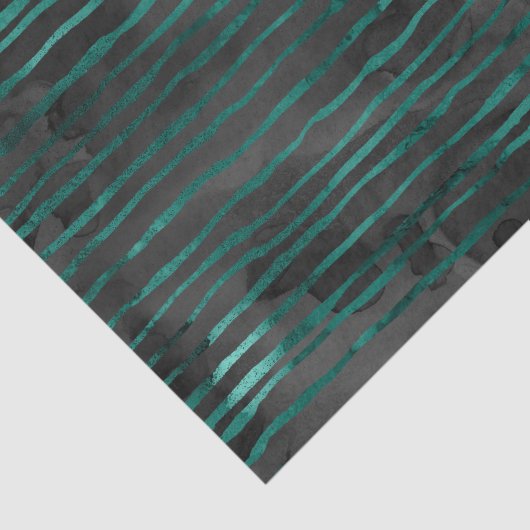 Smaragdgrün und schwarz Streifen Muster Seidenpapier (Ausschnitt)