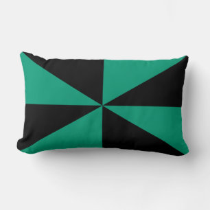 Smaragdgrün und schwarzes Pinwheel Lendenkissen