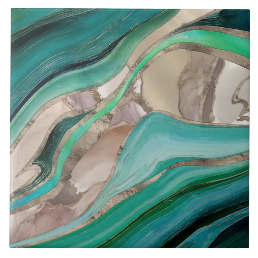 Smaragdgrün und taupe Marmor Fliese (Vorderseite)