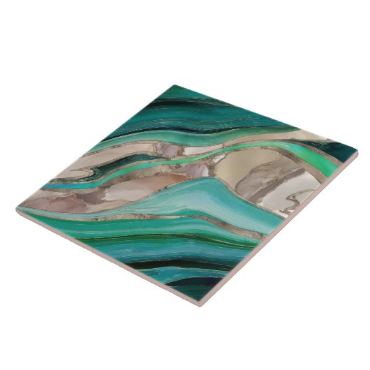 Smaragdgrün und taupe Marmor Fliese (Seite)