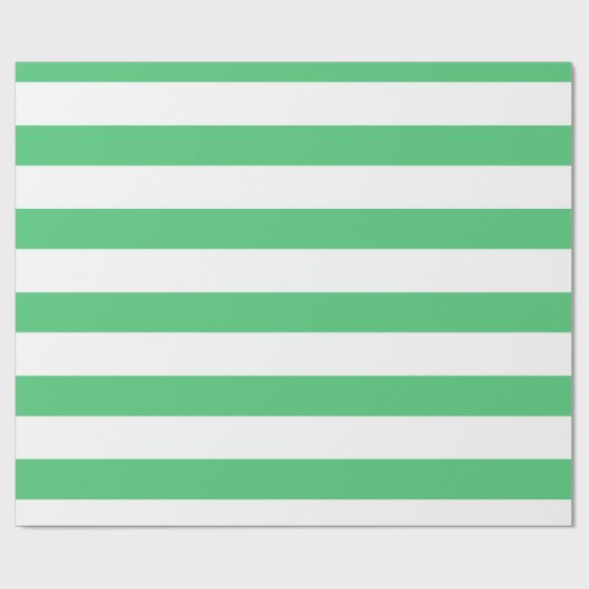 Smaragdgrün und weiß breiter Streifen Geschenkpapier (Flach)