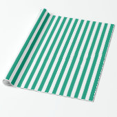Smaragdgrün und weiß Streifen Geschenkpapier (Ungerollt)