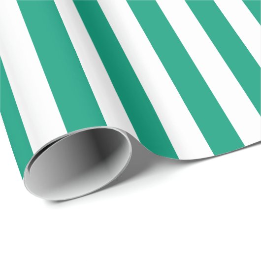 Smaragdgrün und weiß Streifen Geschenkpapier (Rolleneckpunkt)