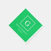 Smaragdgrün-weißes gerahmtes Anfangsmonogramm Serviette (Ecke)
