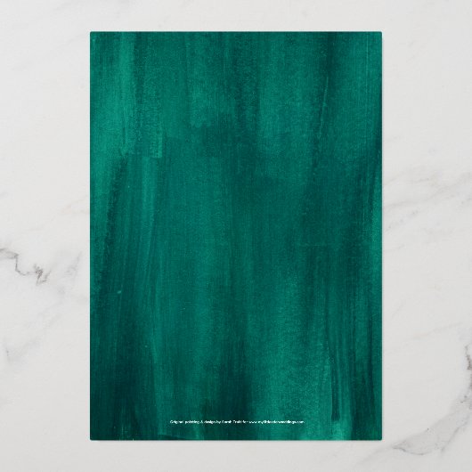 Smaragdgrüne abstrakte Hochzeit Folieneinladung (Rückseite)