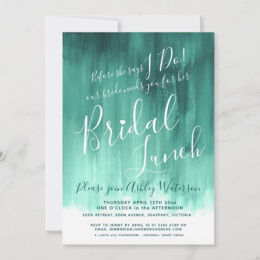 Smaragdgrüne abstrakte Kunst Bräunungsessen Einladung (Vorderseite)