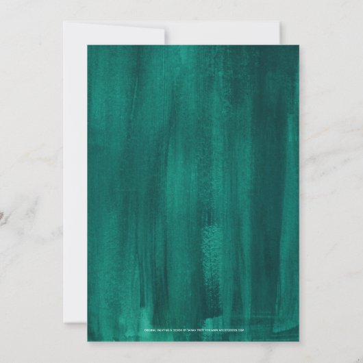 Smaragdgrüne abstrakte Kunst Bräunungsessen Einladung (Rückseite)