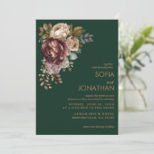 Smaragdgrüne Aquarellblume Einladung zur Hochzeit (Stehend Vorderseite)