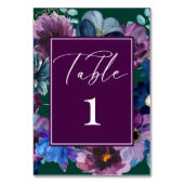 Smaragdgrüne Aquarellblütenhochzeit Tischnummer (Rückseite)