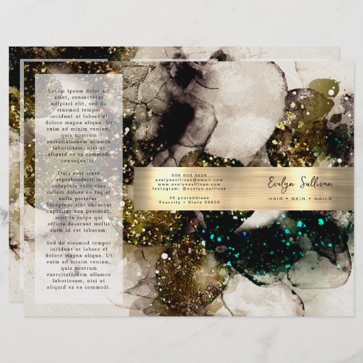 smaragdgrüne Aquarellbroschüre (Vorne/Hinten)