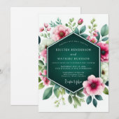 Smaragdgrüne atemberaubende Hochzeit mit floralen Einladung (Vorne/Hinten)
